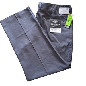🦖HAGGAR CLASSIC FIT PREMIUM STRETCH PANTS GRAY 42W X 30L